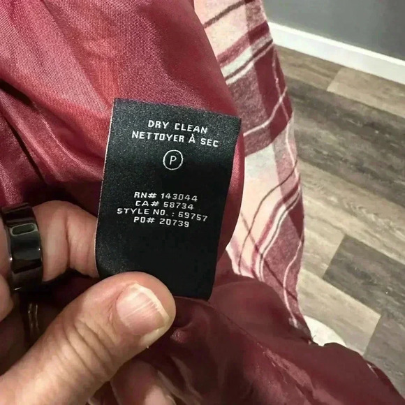 7 FOR ALL MANKIND Women Size S Pink/Red Plaid Double Breasted Peacoat Jacket - Picture 7 of 7